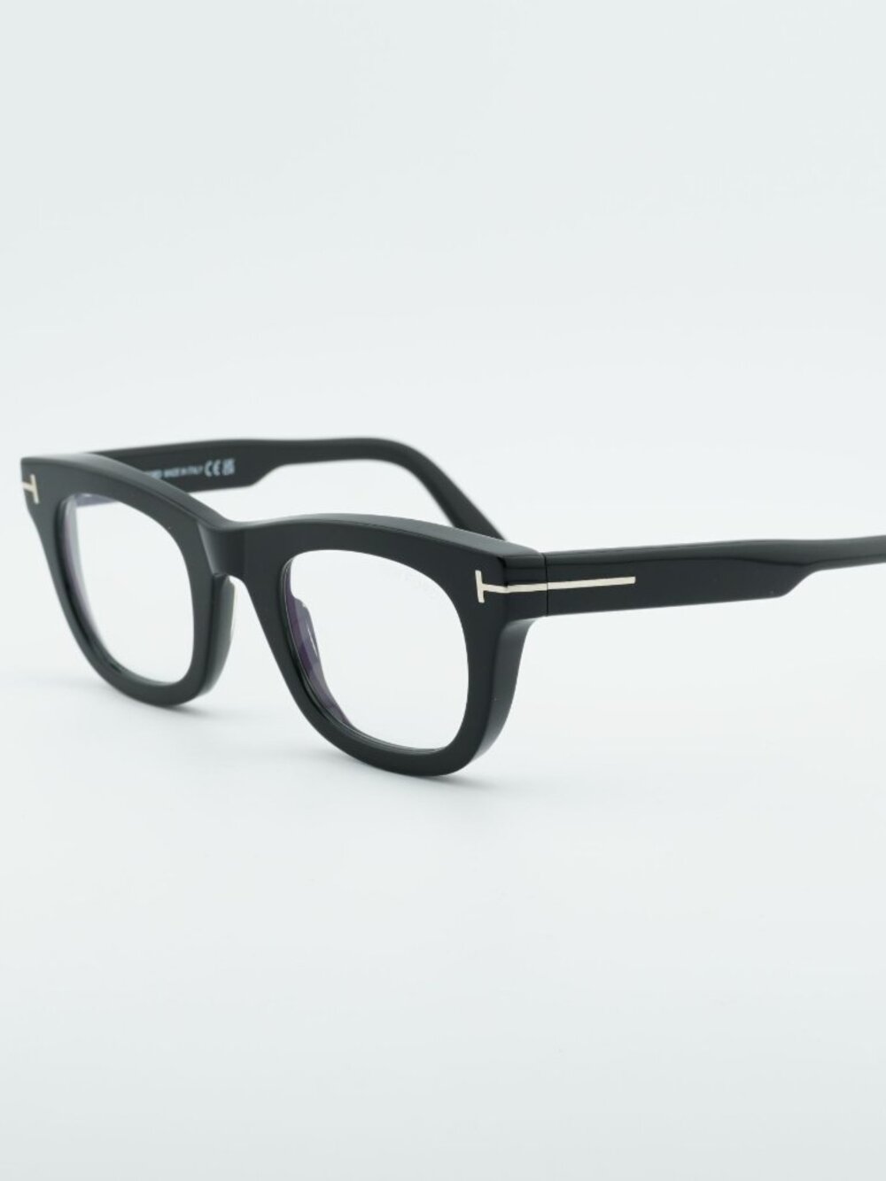 Tom Ford FT5872-B 001 Eyeglasses Shiny Black 48mm Square Frame, Blue Light Block
